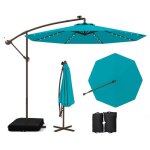 Costway parasol d�port� 3m avec 40 lumi�res led panneau solaire 6 heuresbase crois�e sac de sable tissu ...