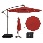Costway parasol d�port� 3m avec 40 lumi�res led panneau solaire 6 heuresbase crois�e sac de sable tissu ...