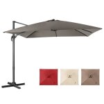 Costway parasol d�port� inclinable 3x3m avec base crois�e rotation � 360�manivelle8 baleinesevent pour ...