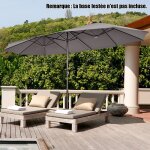 Costway parasol double de jardin xxl - 470x280x245 cm 12 baleines syst�me � manivelle cadre m�tal toile ...