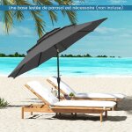 Costway parasol de jardin 3m � toit ventil� � 3 niveaux - inclinaison � bouton30� - poussoir pour plage ...