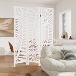 Paravent costway 3 panneaux en bois de paulownia h170 cm - cloison de s�paration pi�ce sur pied motifs ...