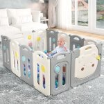Costway parc bb pliable en plastique 12 lments sans bpa avec tableau d?activit et porte barrire ...