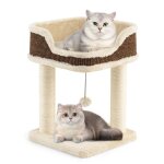 Costway petit arbre � chat 38 x 385 x 51 cm tour pour chat avec perchoir en peluche poteaux � griffer ...