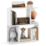 Costway petite biblioth�que � 3 niveaux - etag�re de pr�sentation - table dappoint autoportante pour ...