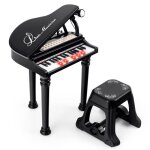 Costway piano  queue enfant 31 touches avec tabouret, microphone, 3 mode d'enseignement led, mp3 4 styles ...
