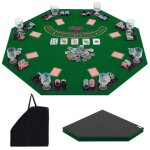 Costway plateux de poker professionnel xxl 120x120 cm - 8 joueurs avec 8 goulotte de jeton et porte - ...