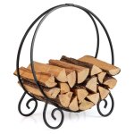Costway porte - b�ches de chemin�e en m�tal pliable - support rond � bois de chauffage charge maximale ...