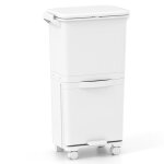 Costway poubelle de 36l - 3 bacs de triage amovibles tri selectif avec roues 2 verrouillables silencieuses ...