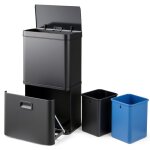 Costway poubelle cuisine 56 l automatique capteur mouvement tri selectif 3 bacs - acier inoxydable finition ...
