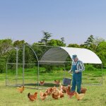 Costway poulailler en mtal avec dme cage  lapins avec housse impermable & protection solaire cage ...