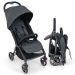Costway poussette canne bb avec dossier & auvent rglables, panier infrieur & frein, pliable  une ...