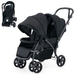 Poussette double jumeaux pliable costway auvent capote réglable canne landau 4 roues anti - chocs harnais ... Poussette double jumeaux pliable costway auvent capote réglable canne landau 4 roues anti - chocs harnais ...