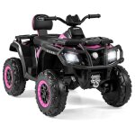 Costway quad electrique pour enfants 24v 7ah avec 2 places 4 roues 4 moteurs led musique klaxon dmarrage ...