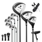 Costway sac de golf tr�pied pour homme - ensemble de clubs de golf 10 pcs - 3 housses bretelles r�glables ...
