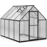 Costway serre de jardin avec couverture pc cadre en mtal lucarne rglable porte verrouillable pour jardin ...