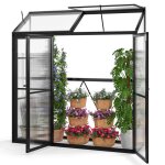 Costway serre de jardin extrieure en aluminium avec lucarne et 3 portes fermables plaques pc rsistantes ...