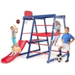 Costway station de jeux 7 en 1 pour enfants 3 - 7 ans 150 x 142 x 146 cm avec toboggan panier de basketball ...