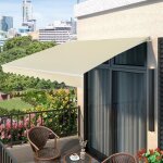 Costway store banne de balcon rtractable 3 x 2, 5m avec tissu rsistant aux uv et  l'eau cadre aluminium ...