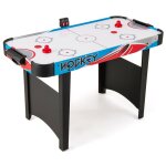 Costway table air hockey 122cm tableau daffichage led et puissant moteur 12 v - 2 palets et 2 patins ...