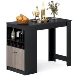 Costway table de bar coin - îlot de cuisine avec compartiments ouverts Étagère réglable pour salle à ... Costway table de bar coin - îlot de cuisine avec compartiments ouverts Étagère réglable pour salle à ...