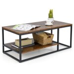 Costway table basse industrielle à 2 niveaux Étagère de rangement table rectangulaire 105 cm en bois ... Costway table basse industrielle à 2 niveaux Étagère de rangement table rectangulaire 105 cm en bois ...