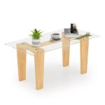 Costway table basse rectangulaire en verre trempé pieds en bois dhévéa table moderne 100x50x45cm salon ... Costway table basse rectangulaire en verre trempé pieds en bois dhévéa table moderne 100x50x45cm salon ...