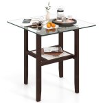 Costway table basse en verre trempé à 2 niveaux cadre en bois dhévéa table basse salon carrée de 61 cm ... Costway table basse en verre trempé à 2 niveaux cadre en bois dhévéa table basse salon carrée de 61 cm ...