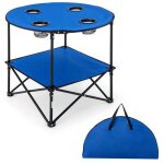 Costway table de camping pliable  2 niveaux porte - gobelets sac de transport table de pique - nique ...