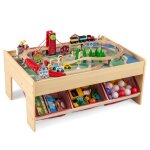 Costway table de circuit 92 accessoires multifonctionnelle pour enfants avec 2 plateaux rversibles 3 ...