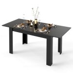 Costway table � manger extensible moderne avec plateau ajustable pieds en forme de l pour cuisine salle ...