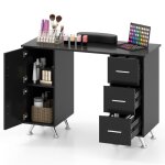 Costway table de manucure - 3 tiroirs et 2 armoire coussin de poignet amovible 108x45x76 cm idéal pour ... Costway table de manucure - 3 tiroirs et 2 armoire coussin de poignet amovible 108x45x76 cm idéal pour ...