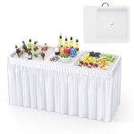 Costway table pliable de jardin extérieur 151 cm, double Évier, jupe assortie, tuyau de drainage, table ... Costway table pliable de jardin extérieur 151 cm, double Évier, jupe assortie, tuyau de drainage, table ...
