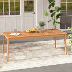 Costway table rectangulaire de jardin 200x90cm fsc en bois dacacia trou pour parasol 5cm table de salle ...