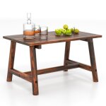 Costway table rectangulaire de jardin ext�rieur en bois massif plateau � lattes pour patio balcon salon ...