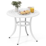 Table ronde de jardin 60 cm costway en fonte daluminium repose - pieds r�glables int�rieur ext�rieur ...