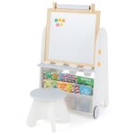 Costway tableau enfants 10 accessoires avec 2 faces : blanc magntique et noir - tabouret inclusrouleau ...