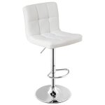 Costway tabouret de bar en cuir pu hauteur du si�ge r�glable 65 - 85 cm dossier sur�lev� base en m�tal ...