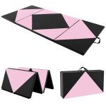 Costway tapis de gymnastique pliable 240 x 117 x 5 cm 4 plis housse amovible en cuir pu avec attaches ...