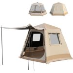 Costway tente de camping familiale instantane pour 4 - 6 personnes - 2 fentres enroulables - protection ...