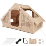 Tente de camping gonflable rapide costway 4 - 6 personnes - pompe - 4 fentres  moustiquaire - 2 portes ...