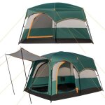 Costway tente de camping portable 6 personnes 323x211x189 cm - pare soleil - double toit - bche en pe ...