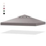 Costway toile de toit  deux niveaux de rechange 3x3m protection solaire bche pour tonnelle en polyester ...