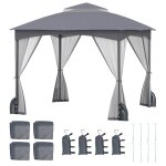 Costway tonnelle de jardin pliante 3 x 3m - tente de r�ception - parois en filet double toit - 4 sacs ...