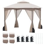 Costway tonnelle de jardin pliante 3 x 3m - tente de r�ception - parois en filet double toit - 4 sacs ...