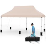 Costway tonnelle de jardin pliante 3 x 6m - pop - up 6 sacs de sable - protection solaire - hauteur r�glable ...