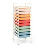 Costway tour de rangement roulettes - 10 tiroirs 32, 5 x 37 x 86 cm, format a4 et lettre couleur morandi ...