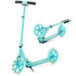 Costway trottinette enfants 2 roues pliable - led clignotantes - 3 hauteurs ajustables - plateau en aluminium ...
