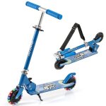 Costway trottinette enfant pliable avec 2 roues clignotantes & bquille 3 hauteurs rglables pont elargi ...