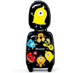 Costway valise enfant  roulettes 16?? + sac  dos 12?? ensemble de bagage noir pour enfant s avec motif ...